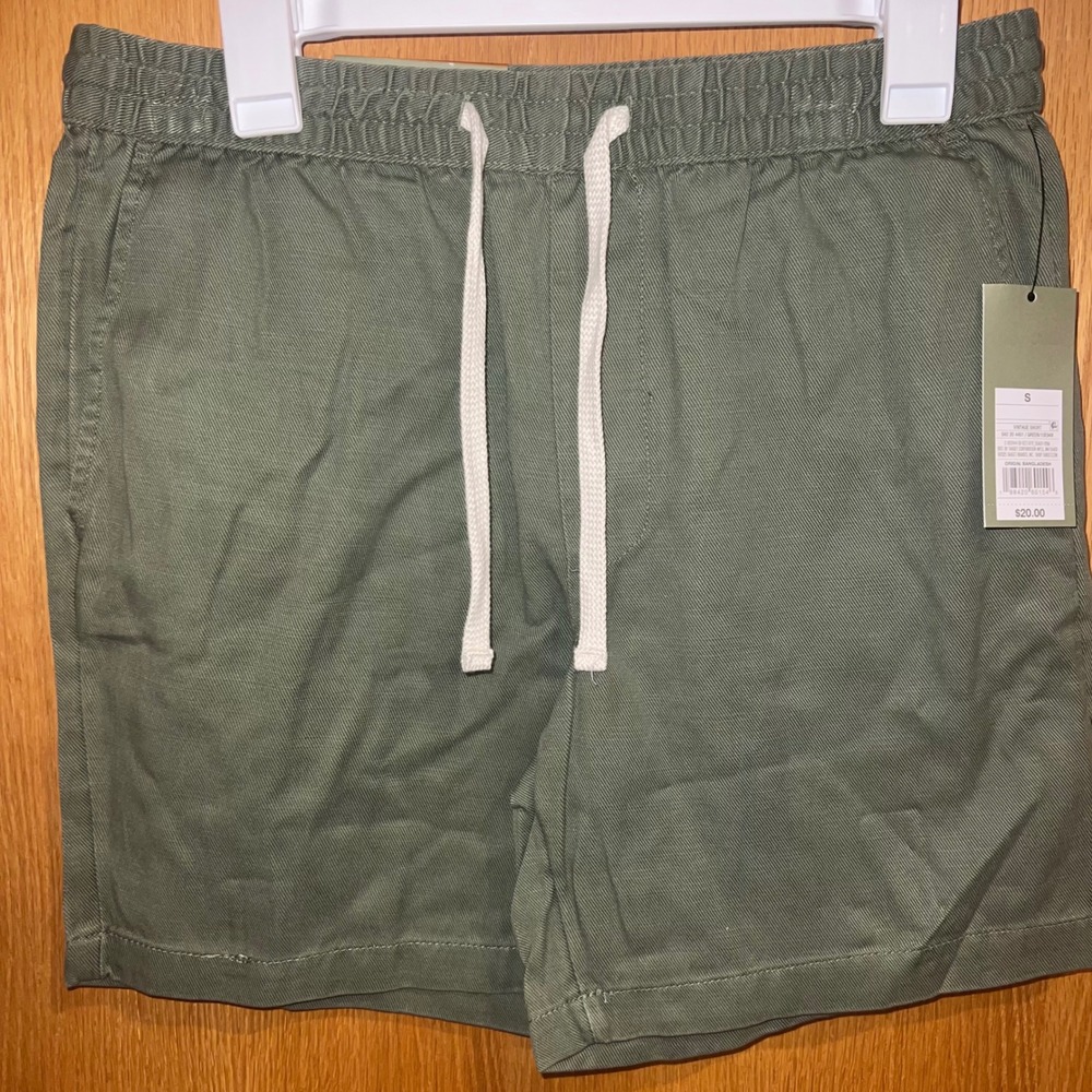 Goodfellow & Co‎ Pull-On Shorts Mens S Green Vintage 7 Inch Inseam Drawstring